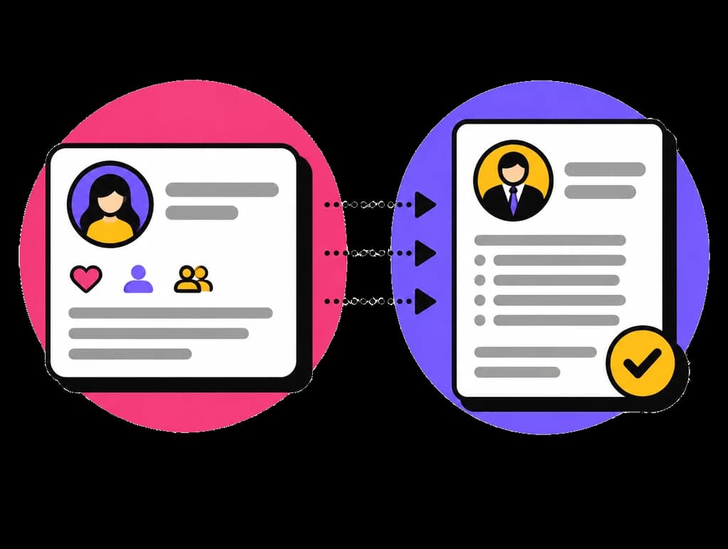 A professional profile turned, by arrows, into an approved CV